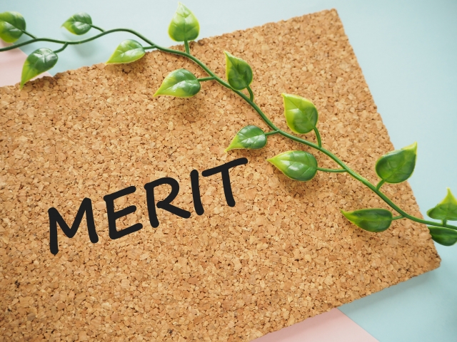 MERITの文字列と観葉植物